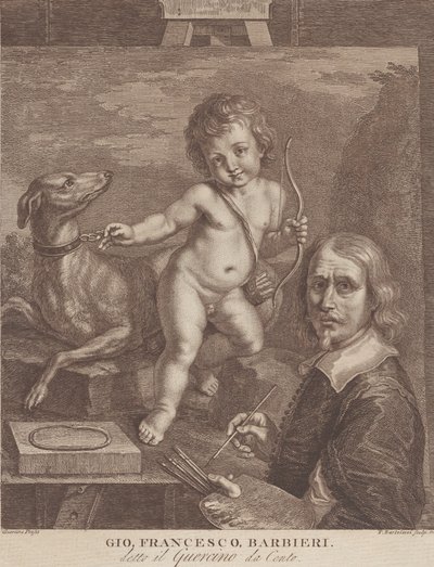Auto-retrato de Guercino, 1790-99. de Francesco Bartolozzi