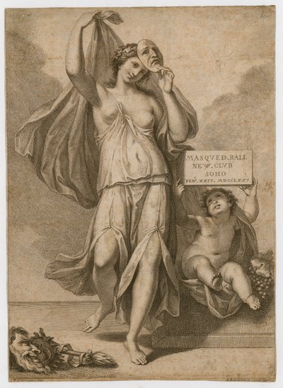 Convite para uma bola mascarada no Soho em 1775 de Francesco Bartolozzi