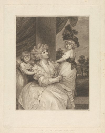 Jane, condessa de Harrington, com os seus filhos, Lord Petersham e o honorável Lincoln Stanhope de Francesco Bartolozzi