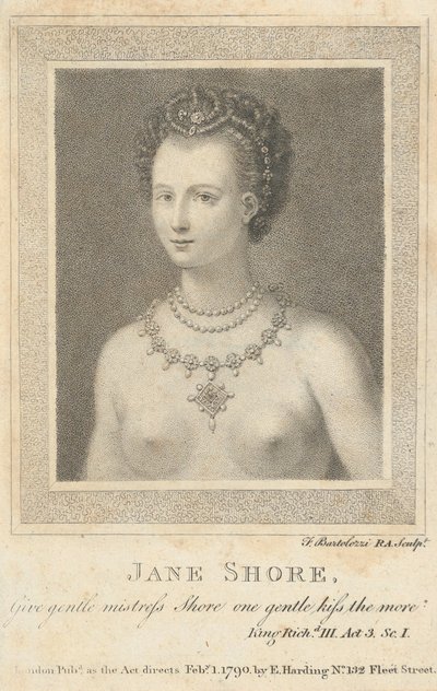 Jane Shore: Dê um beijo gentil a mais gentil amante Shore Shakespeare,..., 1º de fevereiro de 1790. de Francesco Bartolozzi