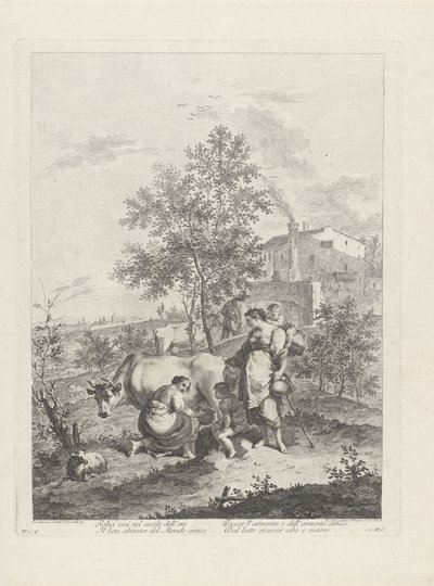 Paisagem com ordenhador de vaca
Paisagem com agricultores (título da série) de Francesco Bartolozzi
