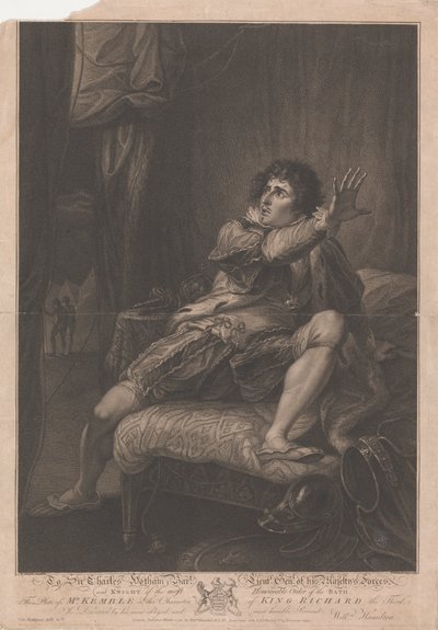Sr. Kemble no Carácter do Rei Ricardo III - "Ricardo III", Acto V, Cena V de Francesco Bartolozzi