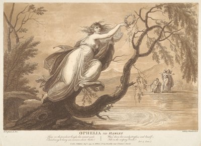 Ofélia, ver Hamlet, ato 4, cena VII de Francesco Bartolozzi