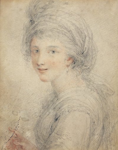 Retrato de Angelica Kauffman (giz colorido sobre papel) de Francesco Bartolozzi