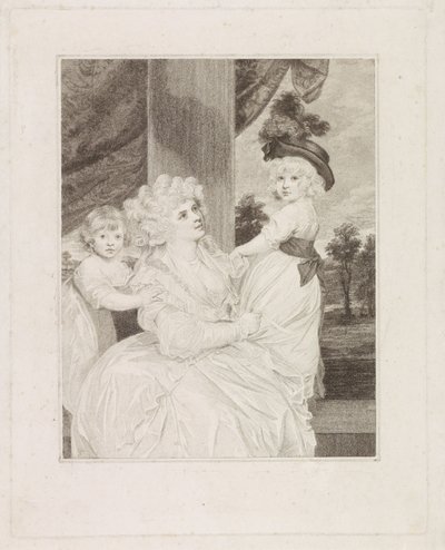 Retrato de Jane Stanhope com os seus dois filhos de Francesco Bartolozzi