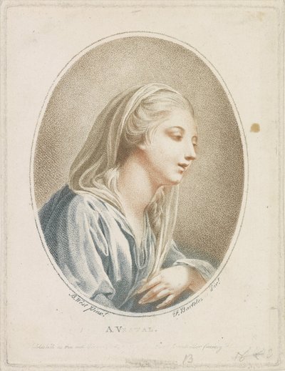 Retrato de uma mulher A Vestal (título no objeto) de Francesco Bartolozzi