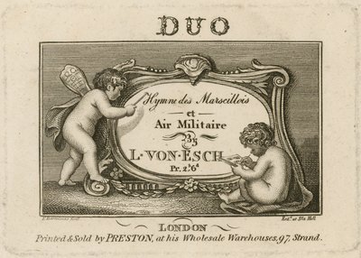 Placa de Título para Hino Marscillois e Militar Aéreo de Francesco Bartolozzi