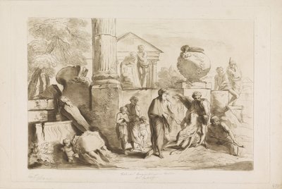 Tobit e o enterro dos mortos Antigo e Novo Testamento para Castiglione (título da série) de Francesco Bartolozzi