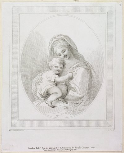 Virgem e Criança, gravada por Luigi Schiavonetti (1765-1810) 1793 (gravura) de Francesco Bartolozzi