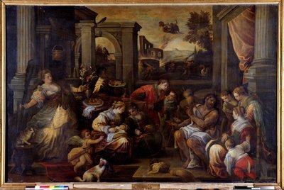 Hércules e Omphale Hércules, apaixonado pela rainha de Lycia Omphale, leva sua taboa giratória de Francesco Bassano
