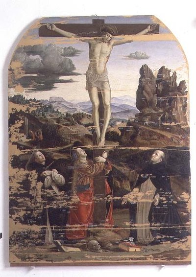 Crucificação com São Domingos, Santa Maria Madalena e São Pedro Mártir (painel) de Francesco Bianchi Ferrari
