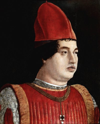 Retrato de Gianfrancesco Gonzaga II (século XV) (Jean Francois Gonzague) Marquês de Mântua Pintura de Francesco Bonsignori (1455-1519) por volta de 1490 Bergamo. Galleria dell