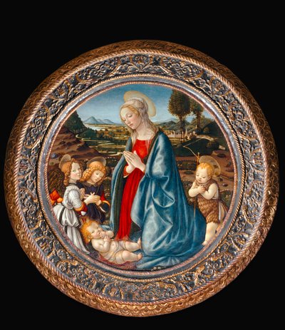 Nossa Senhora com o Menino, rodeada por São João Batista e dois anjos ... de Francesco Botticini