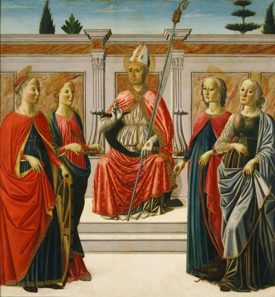 São Nicolau e Santos Catarina, Lúcia, Margarida e Apolônia de Francesco Botticini
