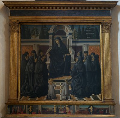 Santa Monica com as irmãs agostinianas, 1470 de Francesco Botticini