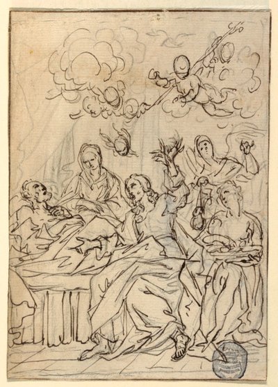 Desenho, Morte de São José, 1880 de Francesco Coghetti