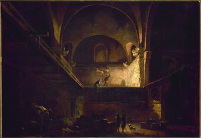 Le Tonnelier du palais des thermes de Julien, cerca de 1800 (óleo sobre papel sobre tela) de Francesco Fidanza