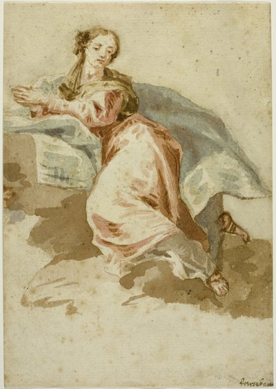 Figura feminina drapejada em oração de Francesco Fontebasso