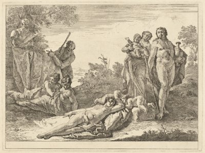 Nove Figuras em torno de uma Herm of Pan de Francesco Fontebasso