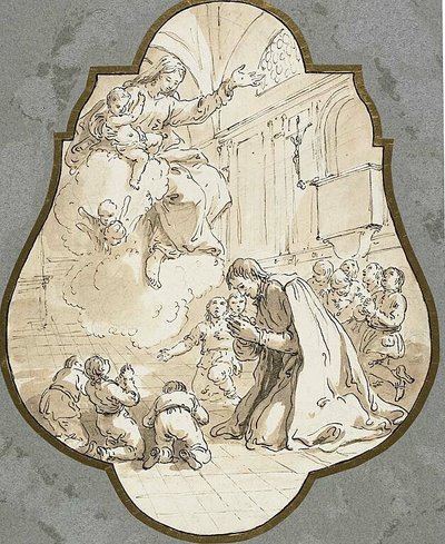 A Virgem aparece a São Filippo Neri e aos seus alunos de Francesco Fontebasso