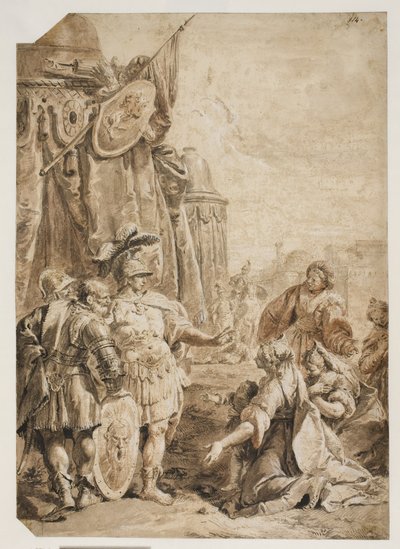 A família de Dario ajoelhado diante de Alexandre, o Grande de Francesco Fontebasso
