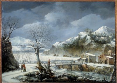 Winter Landscape Painting by Francesco Foschi (died 1805) Lille do século XVIII, Museu de Belas Artes de Francesco Foschi