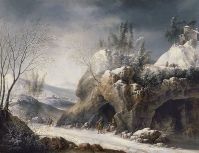 Paisagem de inverno com uma família Paseant de Francesco Foschi