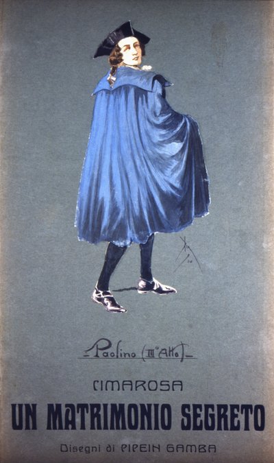 Personagem "Paolino" em "Casamento Secreto" de Domenico Cimarosa (1749 - 1801). Roupa de F. Gamba - Scala de Milão de Francesco Gamba