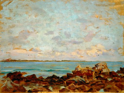 Castiglioncello de Francesco Gioli (1846-1922), óleo sobre painel, 27x36 cm de Francesco Gioli