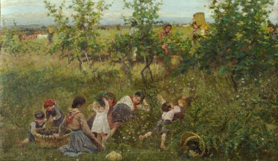A vindima (óleo sobre tela) de Francesco Gioli