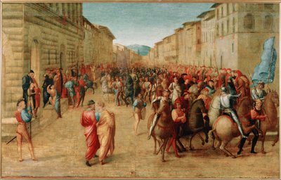 Entrada do rei Carlos VIII de França na cidade de Florença (óleo sobre madeira) de Francesco Granacci