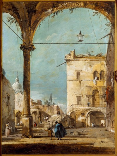 Um pórtico em Veneza Pintura de Francesco Guardi (1712-1793) Paris do século XVIII, Musee Jacquemart Andre de Francesco Guardi