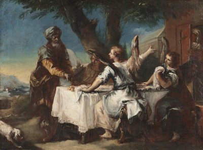 Abraão recebe os três anjos de Francesco Guardi