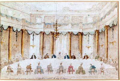 Banquete para o casamento de Polignac. Desenho de Francesco Guardi (1712 - 1793). de Francesco Guardi