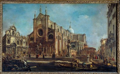 Campo da igreja Giovanni e Paolo com a Scuola di San Marco em Veneza por volta de 1766-1770. Pintura de Francesco Guardi de Francesco Guardi