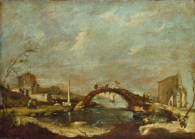 Paisagem Capriccio, meados do século XVIII de Francesco Guardi