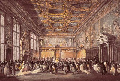 Evento cerimonial no Palácio dos Doges de Francesco Guardi