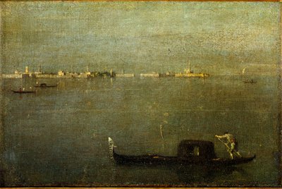 Gôndola na lagoa Pintura de Francesco Guardi (1712-1793) 1780 aproximadamente. Sol. 25x38 cm Milão, Museo Poldi Pezzoli de Francesco Guardi