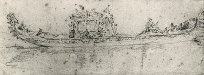 Gôndola reservada aos embaixadores, por Francesco Guardi (1712-1793), desenho. de Francesco Guardi