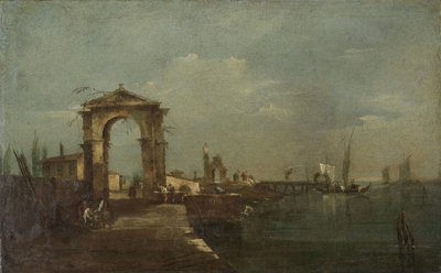 Paisagem com um Cais e Navios sobre um Lago de Francesco Guardi