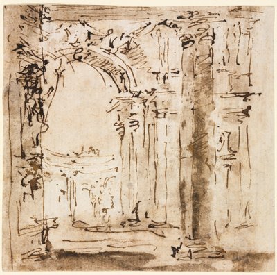Par de Desenhos: Esboço do Labirinto da Villa Pisani e Piazza San Marco com Palácio dos Doges de Francesco Guardi