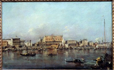 O Palácio do Doge visto do mar Pintura de Francesco Guardi (1712-1793) Sol do século XVIII. 0,42x0,68m. de Francesco Guardi