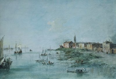 O canal de Giudecca com a igreja de Santa Marta, c.170 -80 (óleo sobre tela) de Francesco Guardi