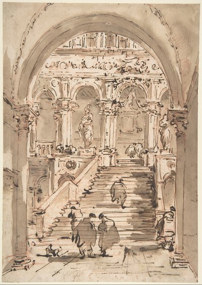 A Escadaria dos Gigantes, Palácio Ducal, Veneza de Francesco Guardi