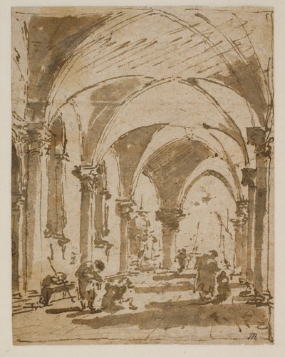 A arcada do Palácio Ducal em direção à Piazzetta de Francesco Guardi