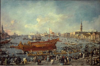 A partida do Bucentauro para o Lido de Veneza para a cerimónia do Dia da Ascensão (óleo sobre tela de Francesco Guardi