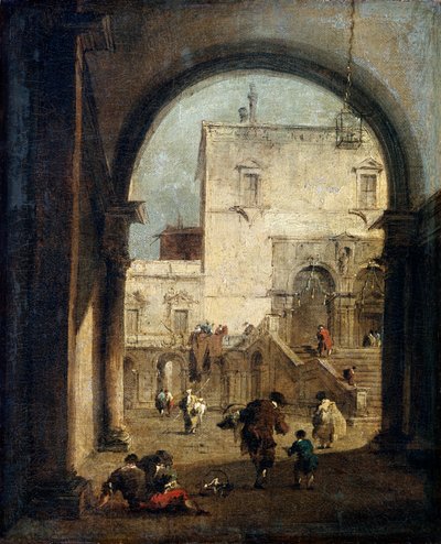 Vista de uma praça e um palácio, entre 1775 e 1780. de Francesco Guardi