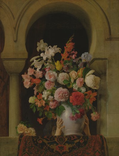 Um vaso de flores na janela de um harém, 1881 de Francesco Hayez