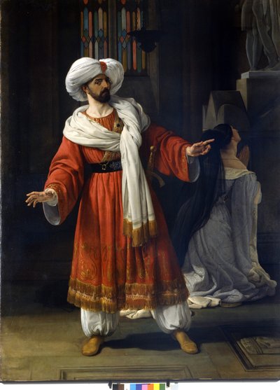 Giovanni David (Davide) tenor italiano em "Gli arabi nelle Gallie" de Giovanni Pacini (1796 - 1867). Pintura por Hayez de Francesco Hayez