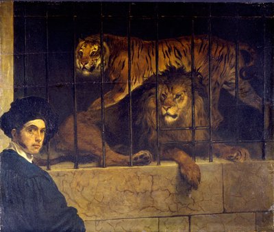 Autorretrato com tigre e leão de Francesco Hayez